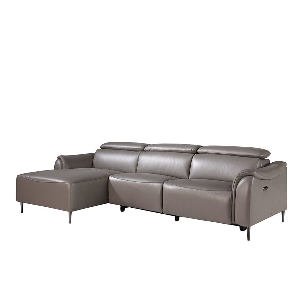 Canapés - Chaise longue en cuir gris foncé avec mécanisme relax - ANGEL CERDÁ
