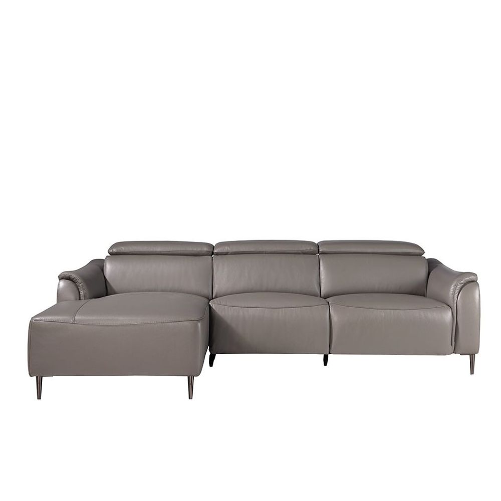 Canapés - Chaise longue en cuir gris foncé avec mécanisme relax - ANGEL CERDÁ