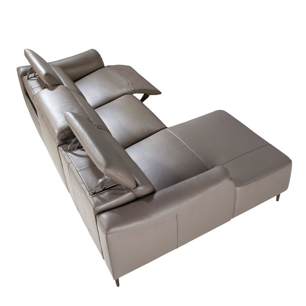 Canapés - Chaise longue en cuir gris foncé avec mécanisme relax - ANGEL CERDÁ