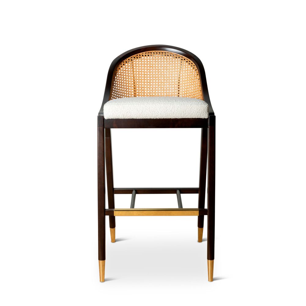 Stools for hospitalities & contracts - Wormley Bar Stool in Darkened Sikomoro and Brushed Brass Details - DUISTT