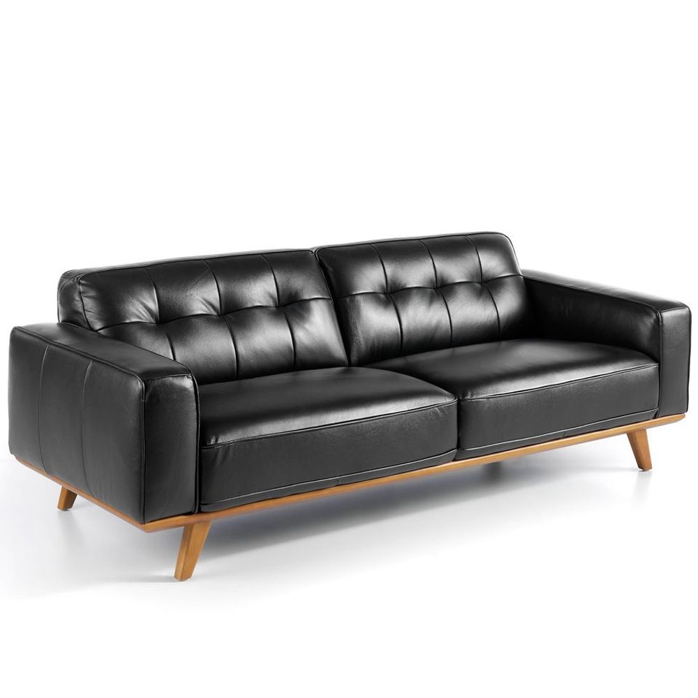 Sofas - 3-seater sofa upholstered in black cowhide - ANGEL CERDÁ