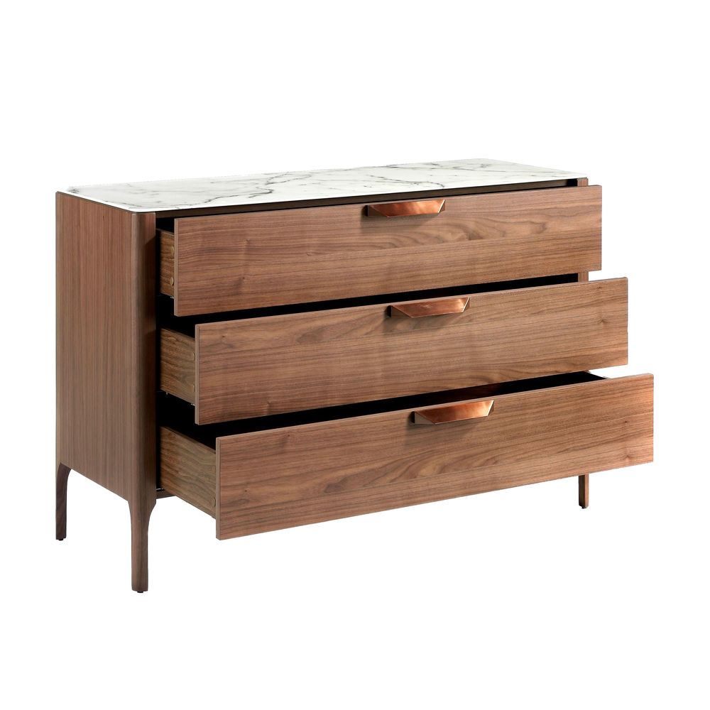 Chests of drawers - Walnut and fiberglass marble-effect dresser - ANGEL CERDÁ
