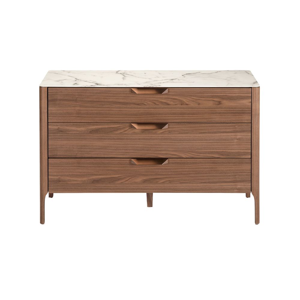 Chests of drawers - Walnut and fiberglass marble-effect dresser - ANGEL CERDÁ