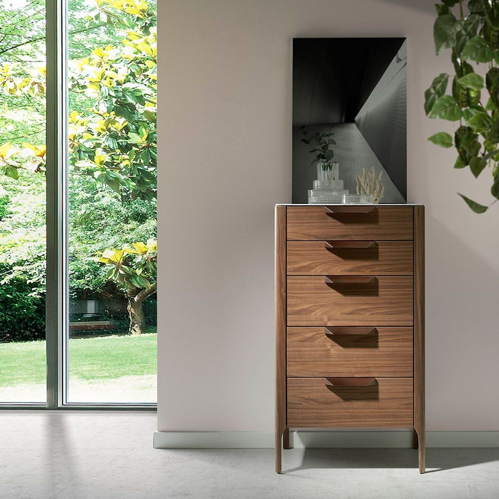 Chests of drawers - Walnut chiffonier and marble imitation glass - ANGEL CERDÁ
