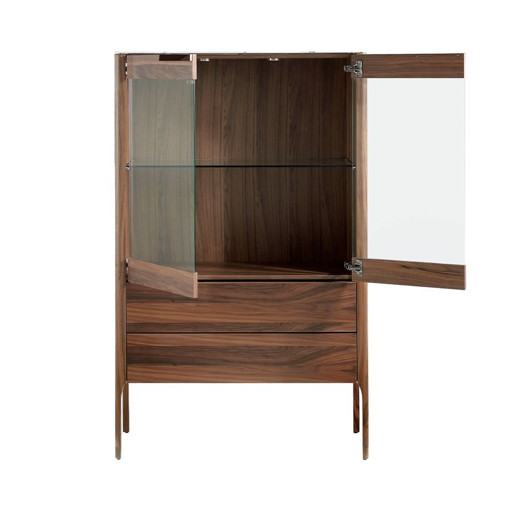 Sideboards - Walnut and fiberglass display cabinet with marble effect - ANGEL CERDÁ