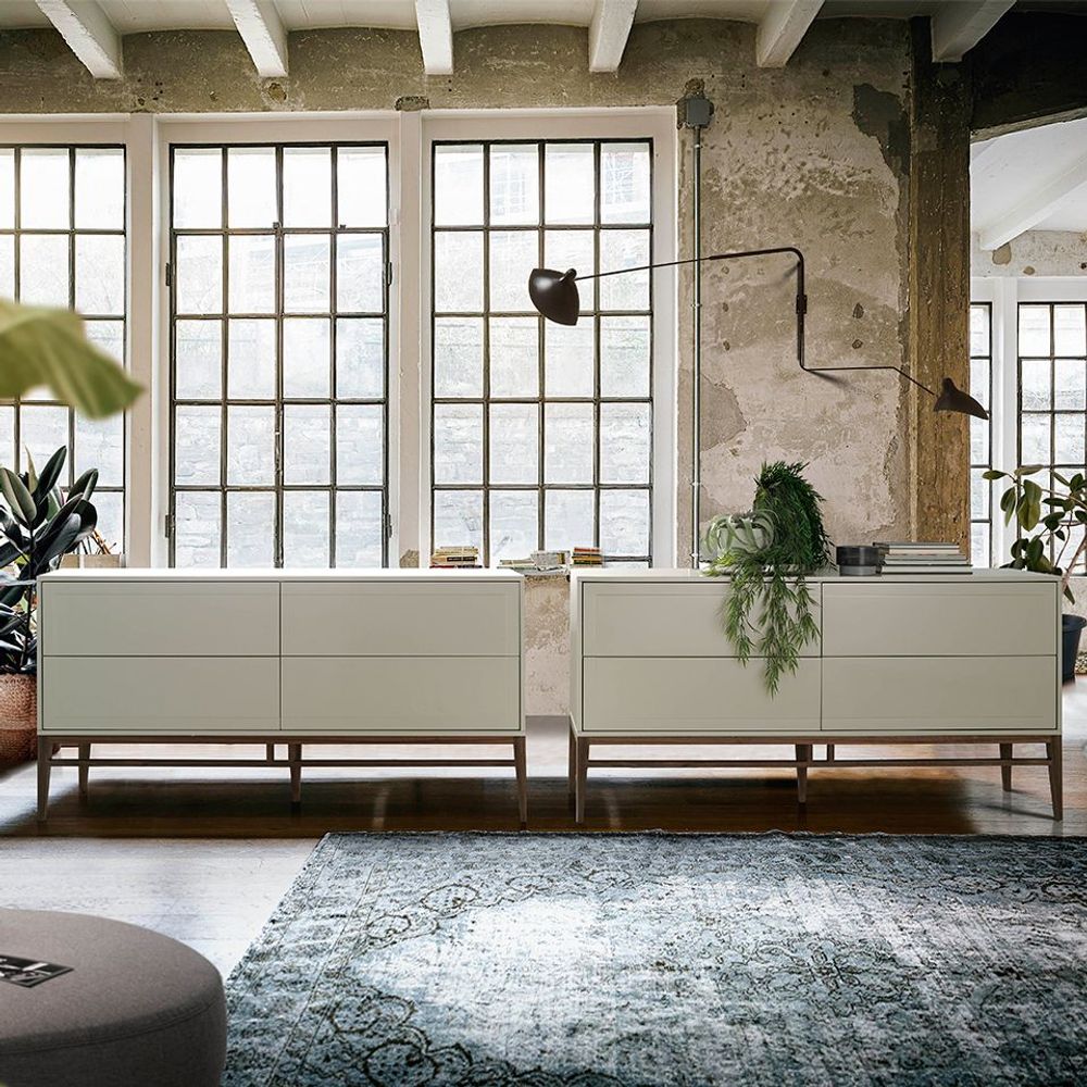 Sideboards - Gray sideboard with walnut legs - ANGEL CERDÁ