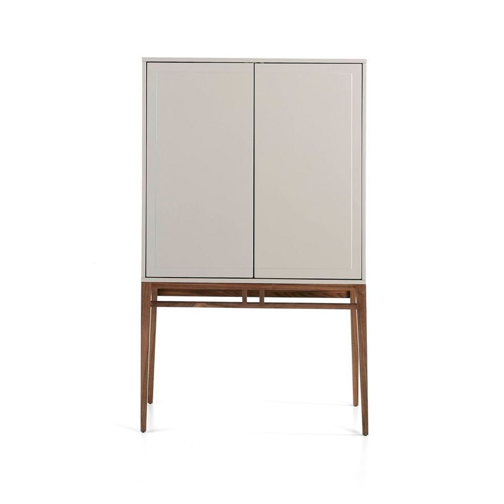 Sideboards - Gray display cabinet with walnut legs - ANGEL CERDÁ