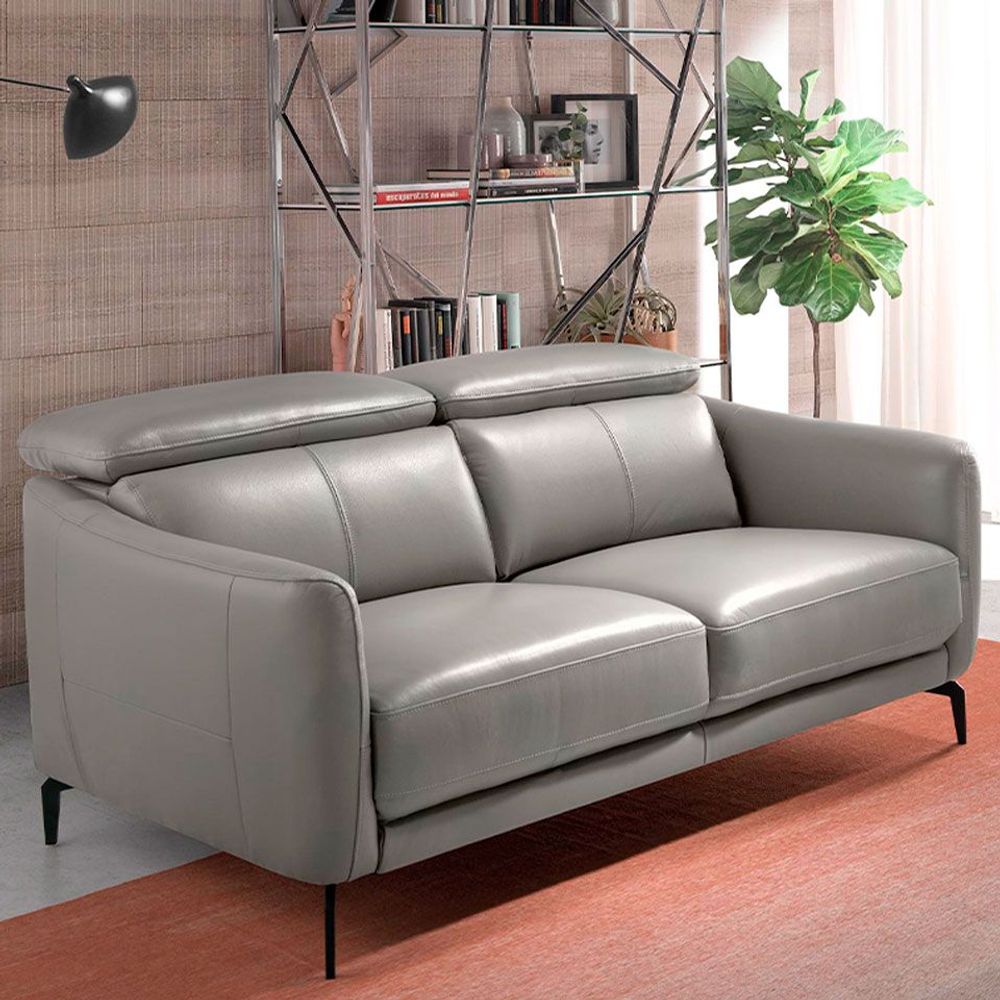 Canapés - Canapé 2 places tapissé en cuir gris - ANGEL CERDÁ