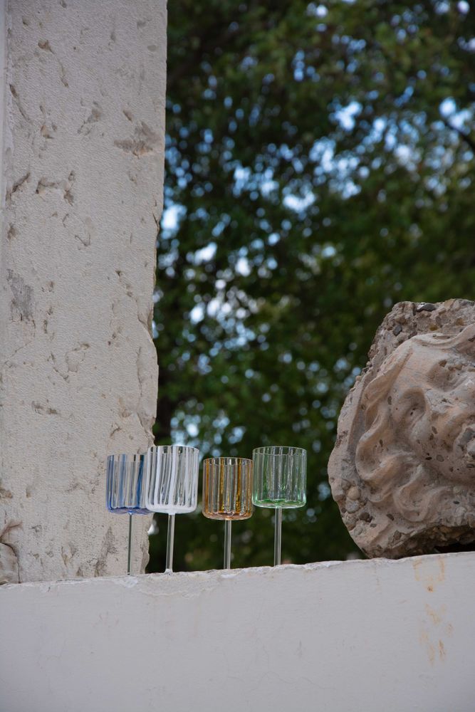 Stemware - 'Loos' Striped Glass Goblet - TUTTOATTACCATO