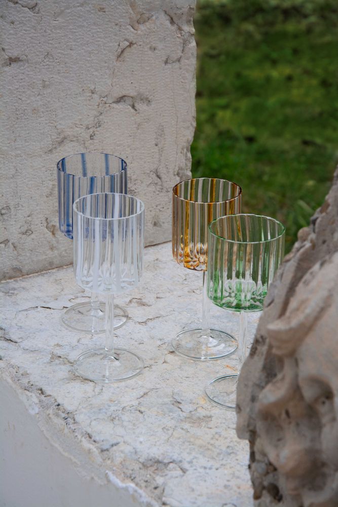 Stemware - 'Loos' Striped Glass Goblet - TUTTOATTACCATO