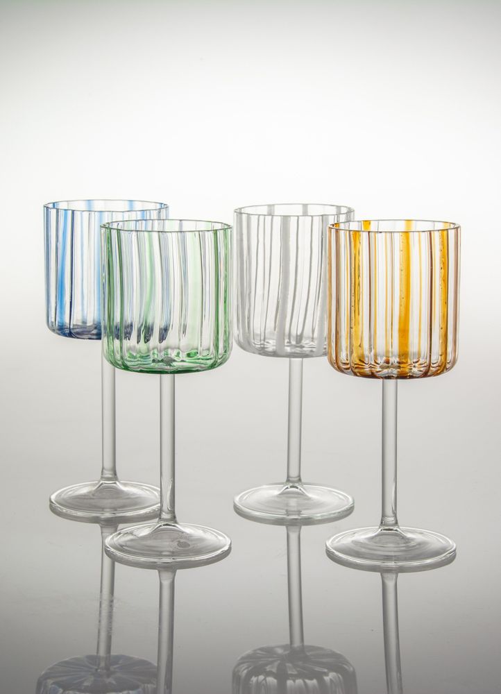 Stemware - 'Loos' Striped Glass Goblet - TUTTOATTACCATO