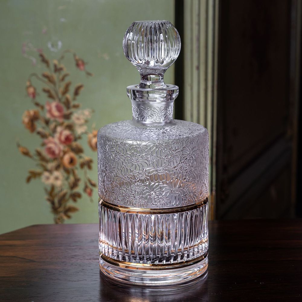 Décorations pour tables de Noël - Paire de Verres à whisky vintage « D'oro » en cristal taillé - LEONE DI FIUME