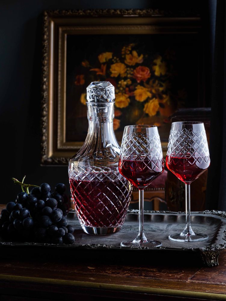 Décorations pour tables de Noël - Paire de verres à vin en cristal taillé - Stelo - LEONE DI FIUME