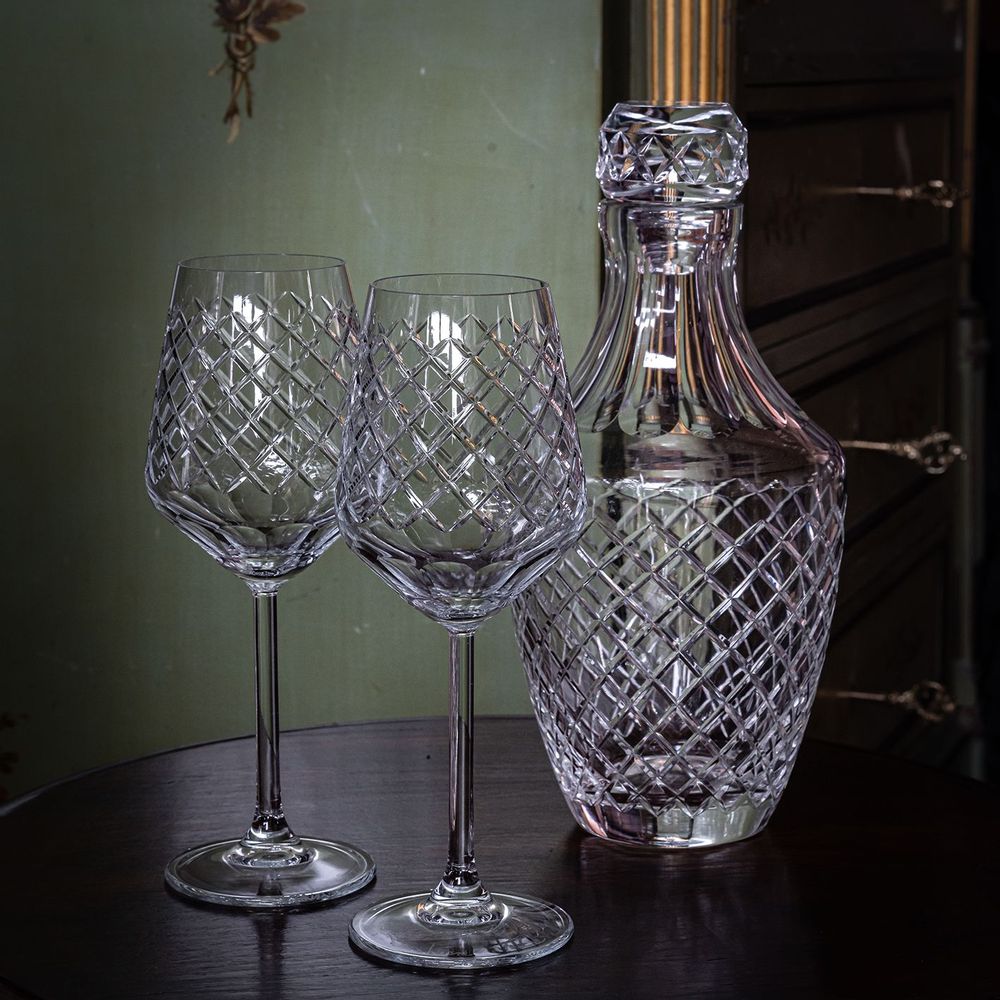 Décorations pour tables de Noël - Paire de verres à vin en cristal taillé - Stelo - LEONE DI FIUME