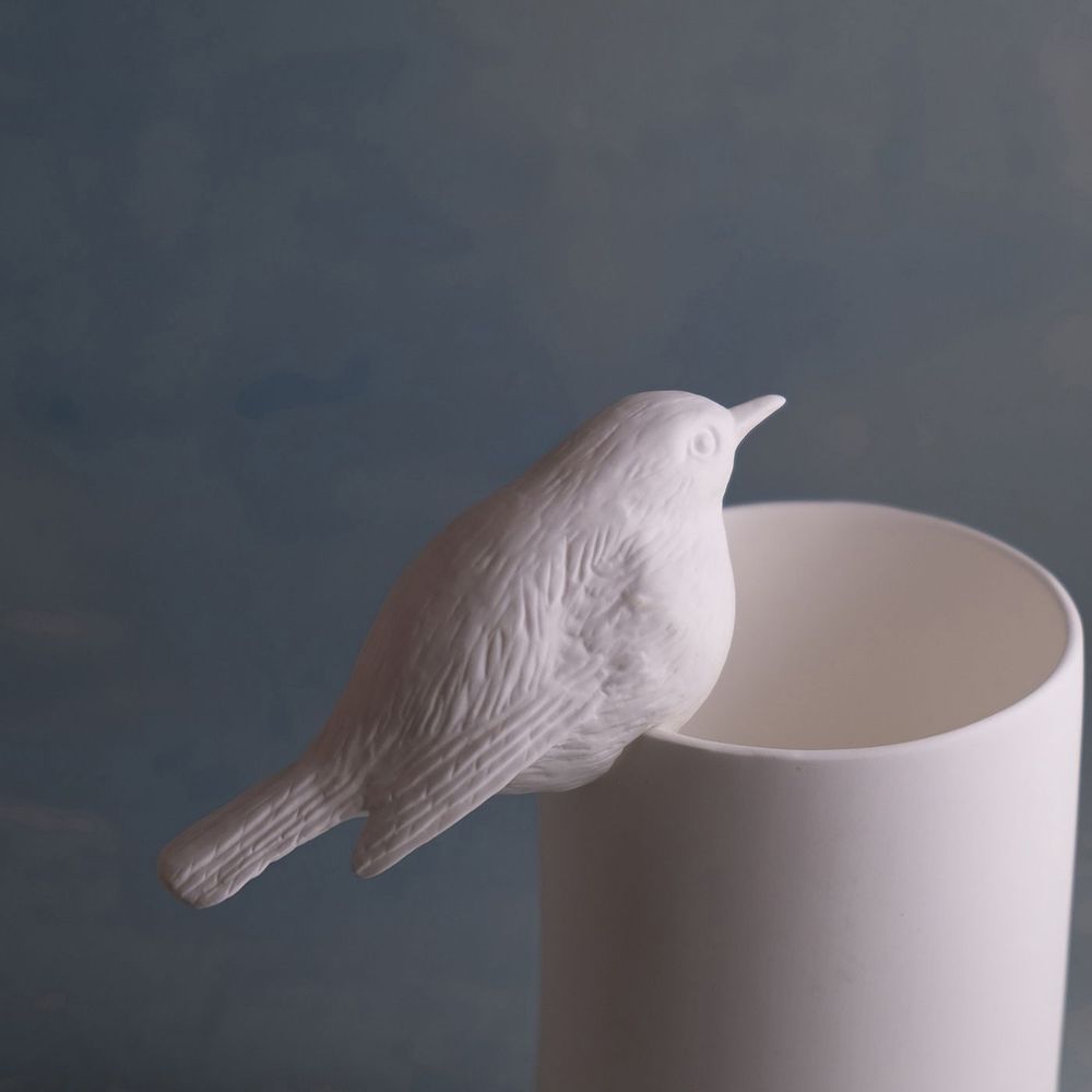 Objets de décoration - ROTKEHLCHEN, oiseau, fait main, porcelaine, os fins, blanc - KLATT OBJECTS