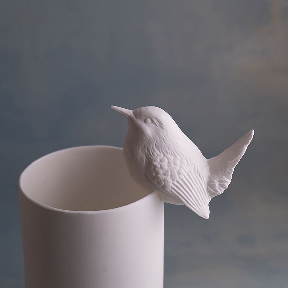 Objets de décoration - ZAUNKÖNIG, blanc, décoration, oiseau, fait main, - KLATT OBJECTS