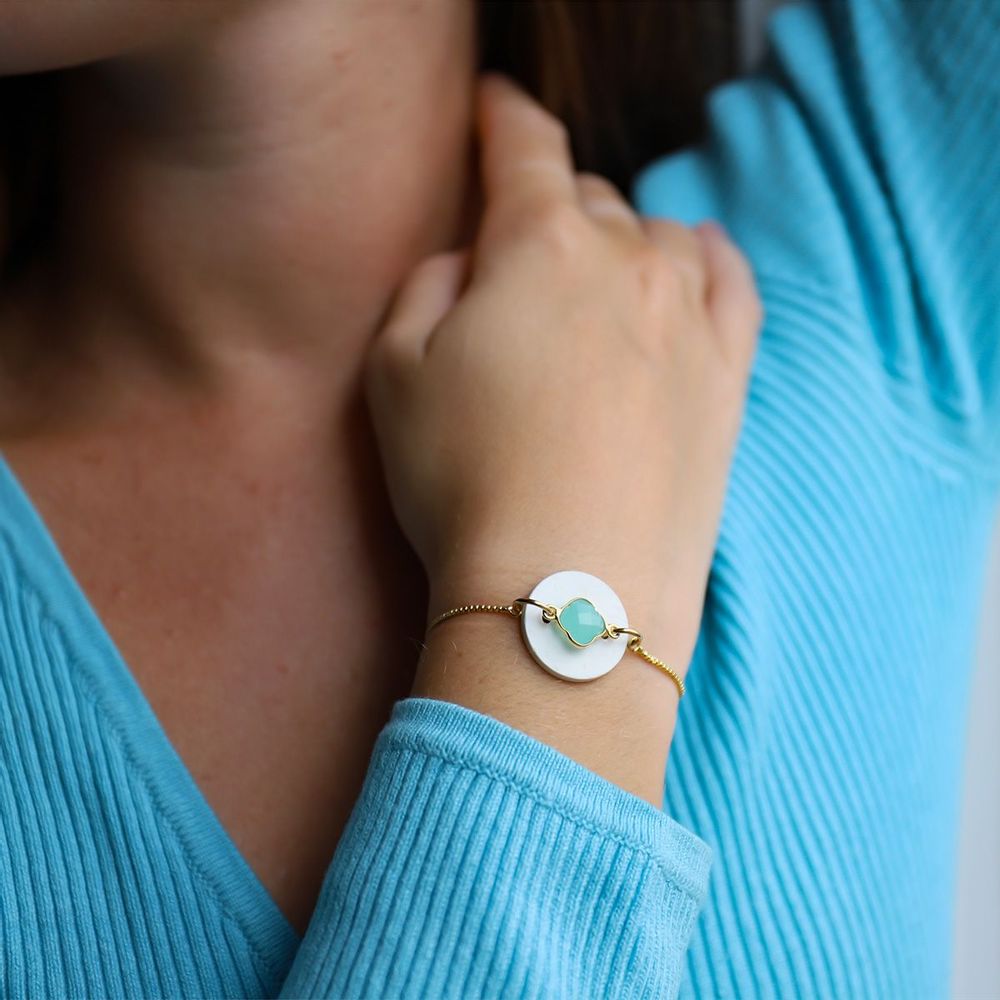Beauty products - Olfactory bracelet in faceted natural stone and Limoges ceramic to be scented\" Sousta Veire\ " - O BY !OSMOTIK