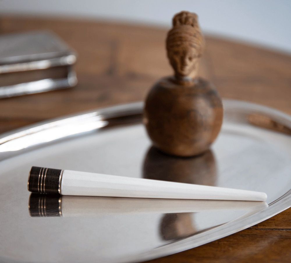 Home fragrances - Jewelry perfume diffuser in Limoges ceramic, silver and ebony\" Rencontre\ " - O BY !OSMOTIK