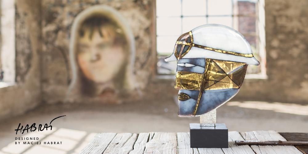 Art glass - Golden Head - GLASS STUDIO HABRAT