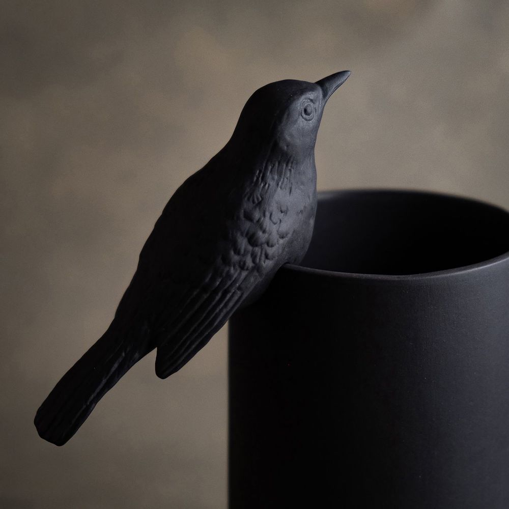 Decorative objects - AMSEL, bird, ceramic, porcelain, black, amesl, deco, craft, handmade - KLATT OBJECTS