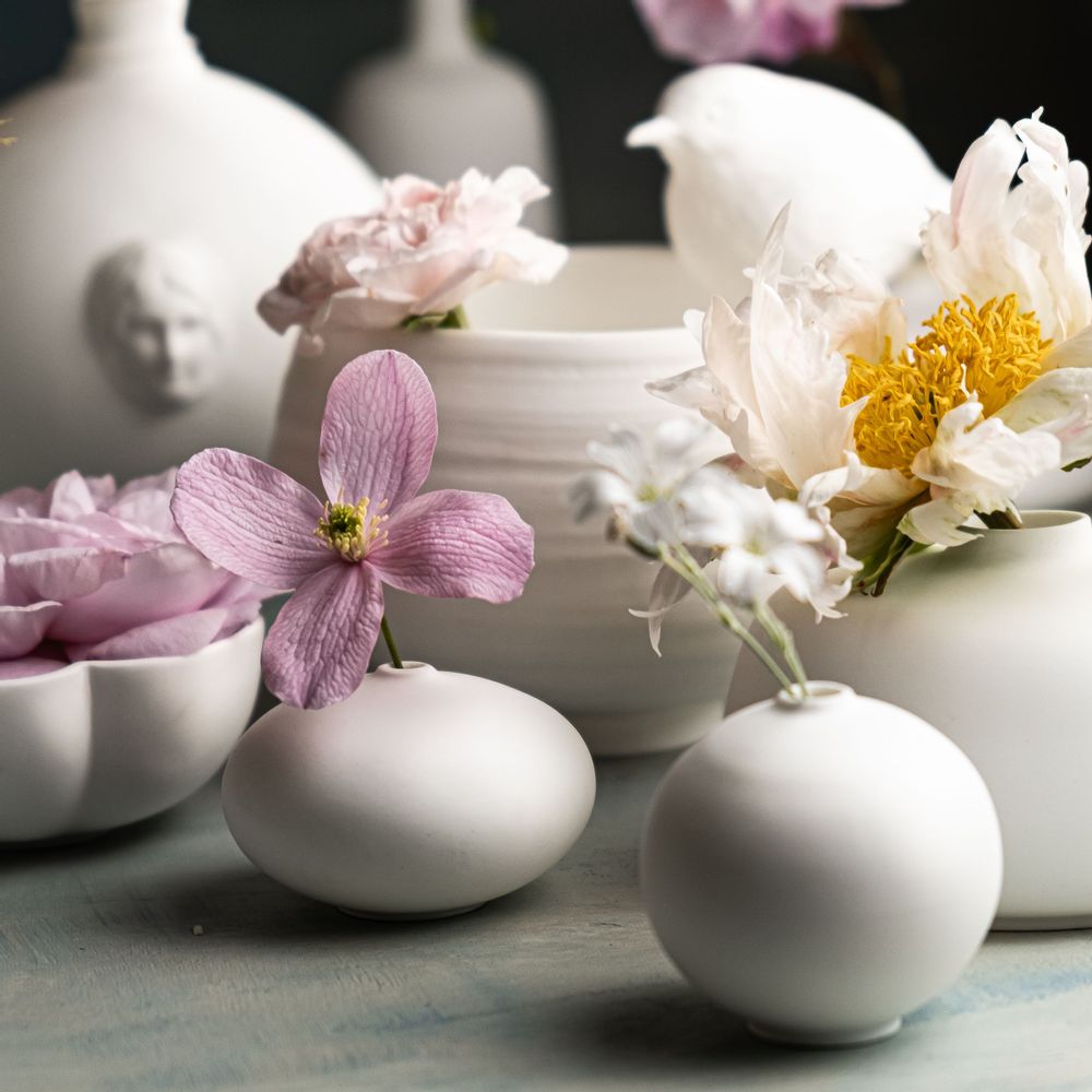 Objets de décoration - ROTKEHLCHEN, oiseau, fait main, porcelaine, os fins, blanc - KLATT OBJECTS