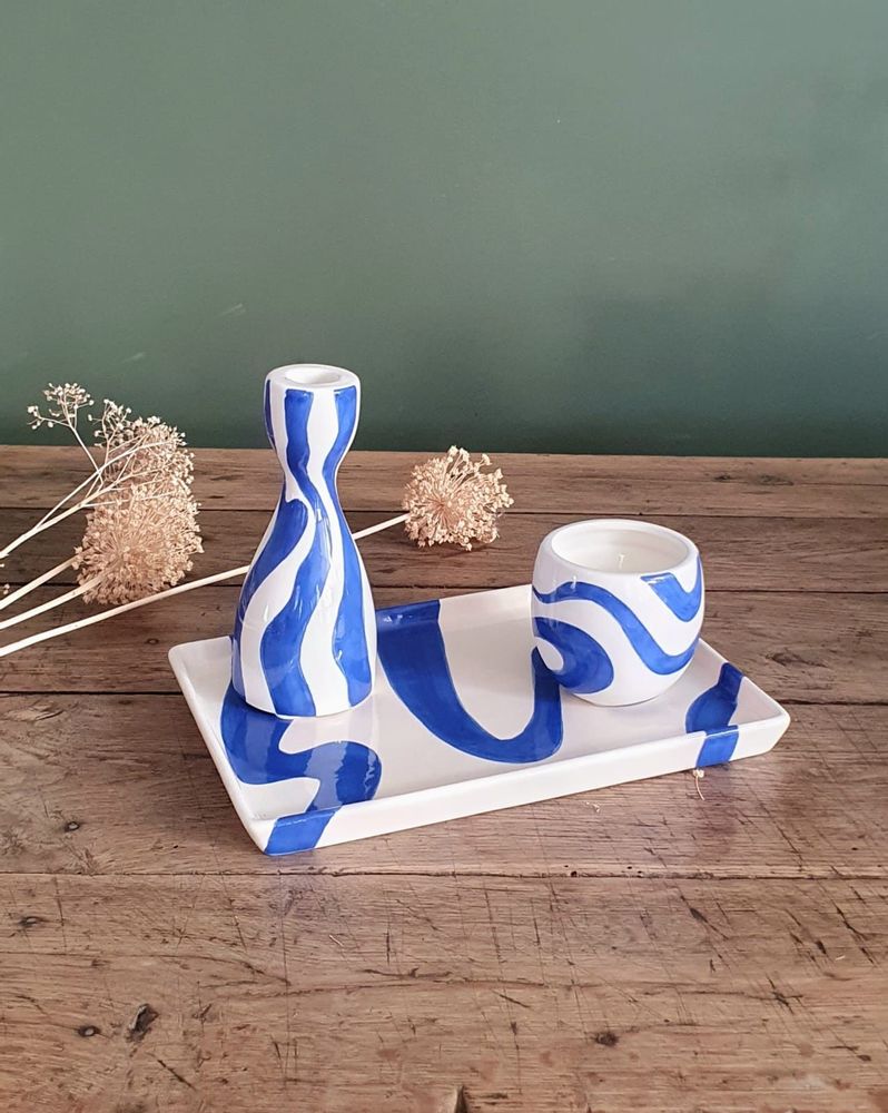 Objets de décoration - Plateau en Céramique Camargue bleu - CONFIDENCES PROVENCE
