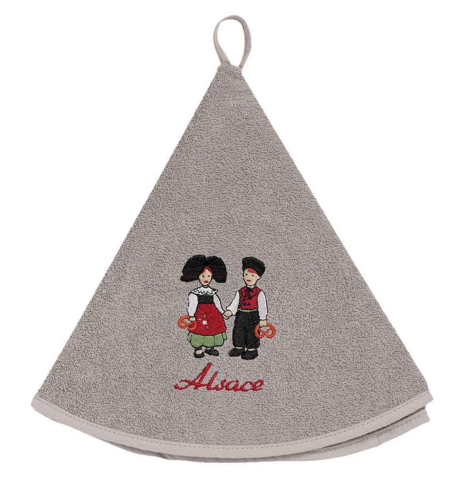 Tea towel - Round Hand Towel Couple Enfants Gris Diameter 60 - MAISON VIVARAISE - SDE VIVARAISE WINKLER