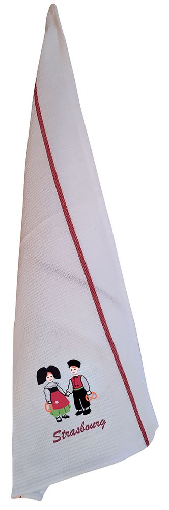 Torchons - Torchon Nid d'abeilles Couple Enfants Strasbourg Blanc 50 x 70 - MAISON VIVARAISE - SDE VIVARAISE WINKLER