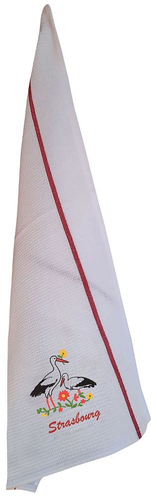 Torchons - Torchon nid d'abeilles brodé Blom Strasbourg Blanc/rouge 50 x 70 - MAISON VIVARAISE - SDE VIVARAISE WINKLER