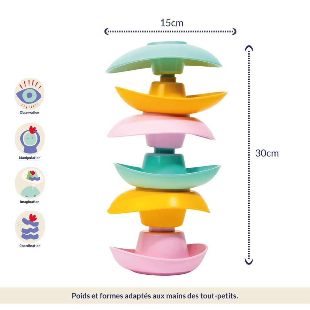 Toys - The acrobat - Stacking cups made in France from recycled plastic - LE JOUET SIMPLE.
