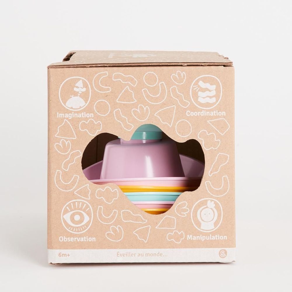 Toys - The acrobat - Stacking cups made in France from recycled plastic - LE JOUET SIMPLE.