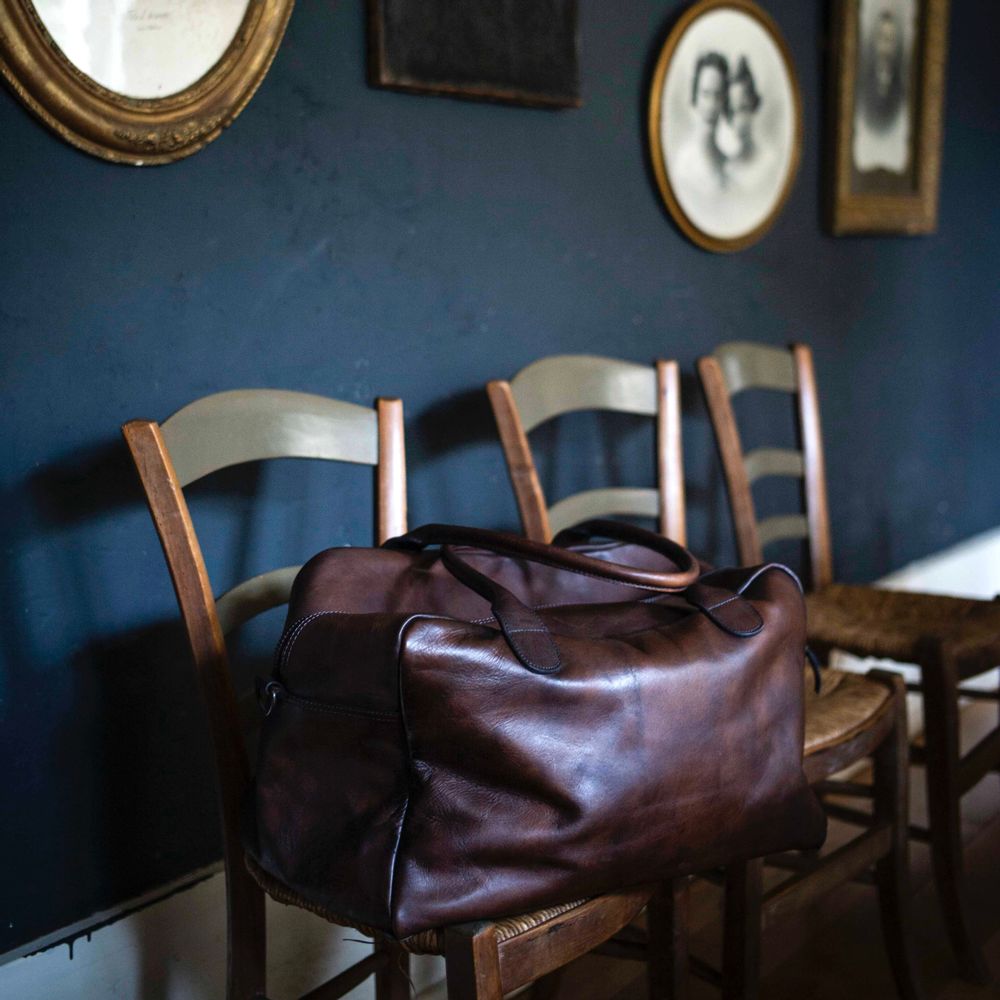Travel accessories - Leather Weekend Bag – Brown - JOHN WOODBRIDGE MAKERS