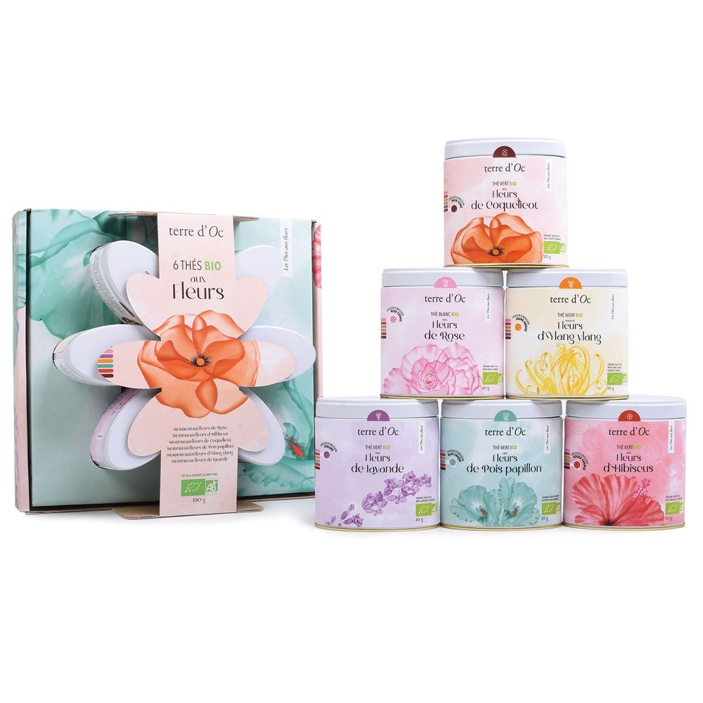 Café et thé - Coffret 6 thés BIO aux fleurs - TERRE D'OC