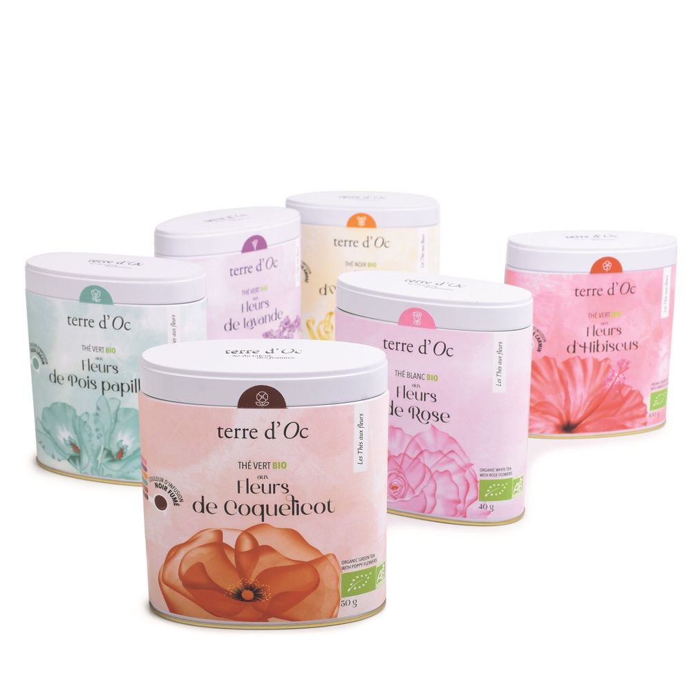 Café et thé - Coffret 6 thés BIO aux fleurs - TERRE D'OC