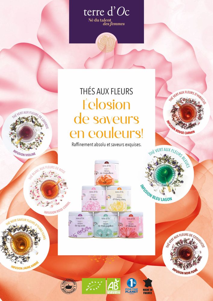 Café et thé - Coffret 6 thés BIO aux fleurs - TERRE D'OC
