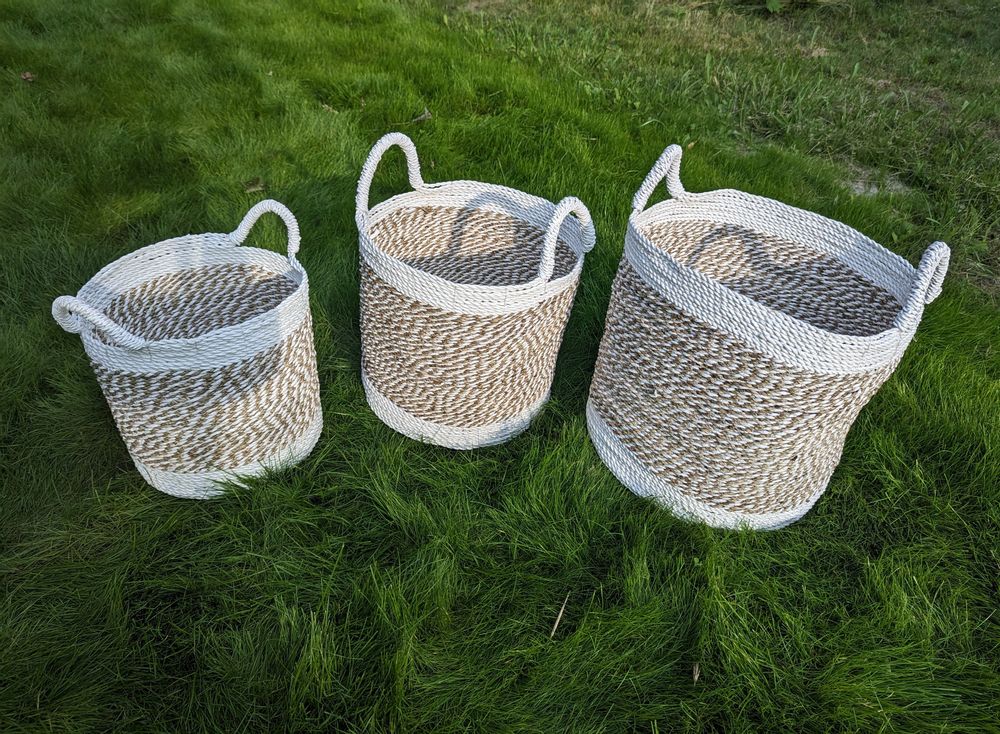 Laundry baskets - Seagrass and raffia laundry basket (Bali) - PO12 - BALINAISA