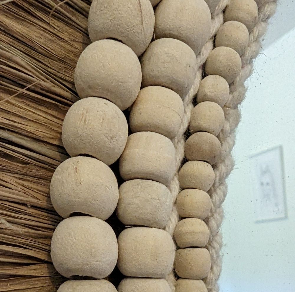 Miroirs - Miroir rond naturel en Sisal et perles de bois (Bali) - 60 - BALINAISA