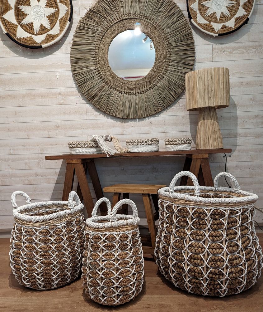 Caskets and boxes - Water hyacinth and bamboo laundry basket - PJBS-3 - BALINAISA
