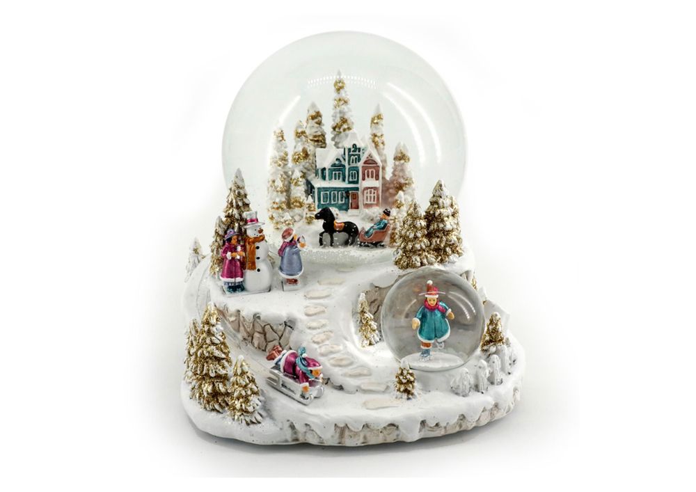 Other Christmas decorations - White/gold winter scene snow globe - LE MONDE DE LA BOÎTE À MUSIQUE