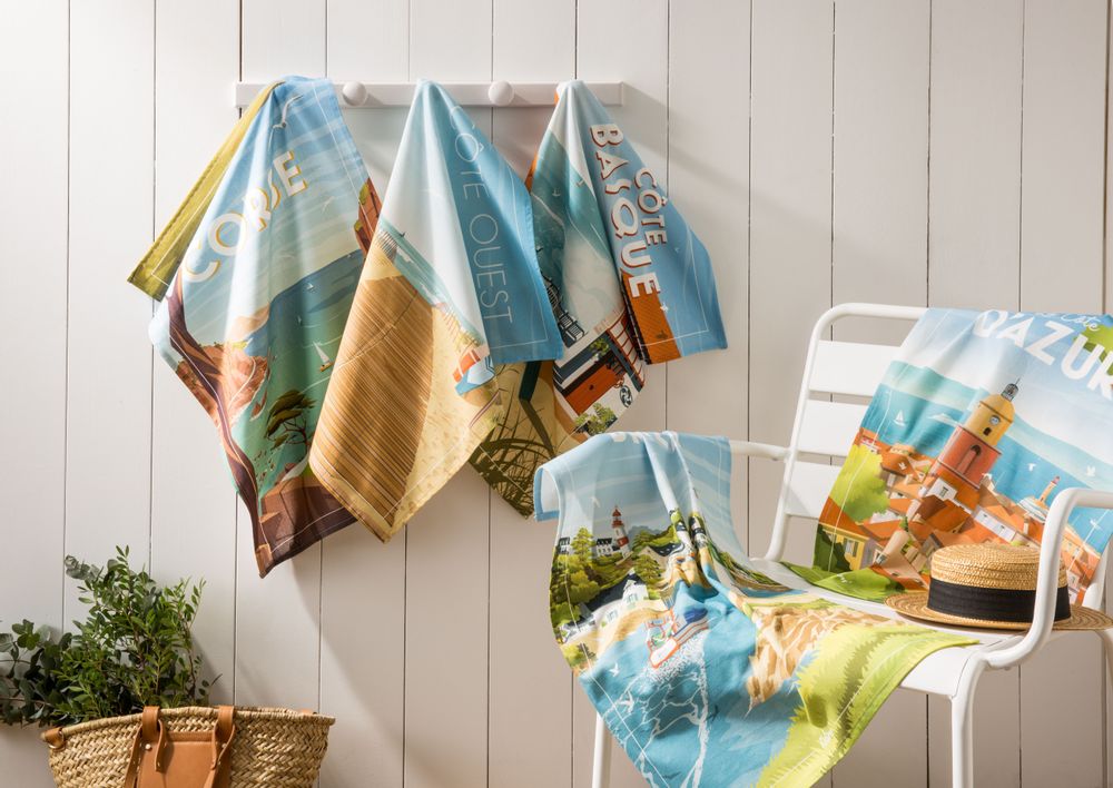 Torchons textile - WIM® - La Côte d'Azur / Torchon imprimé - COUCKE