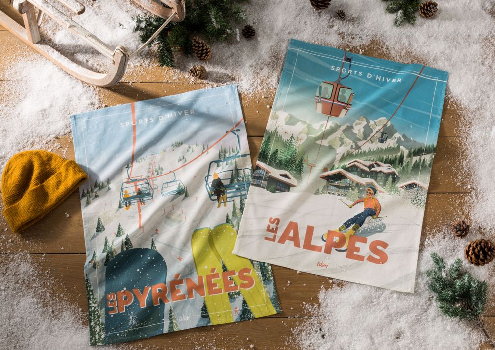Torchons textile - WIM - Les Alpes / Torchon imprimé coton - COUCKE
