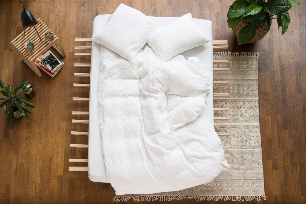 Linge de lit - LINUS — housse de couette et taie d'oreiller en 100% lin — blanc - LAVIE HOME