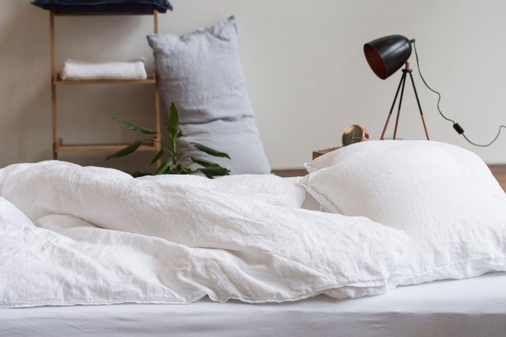 Linge de lit - LINUS — housse de couette et taie d'oreiller en 100% lin — blanc - LAVIE HOME