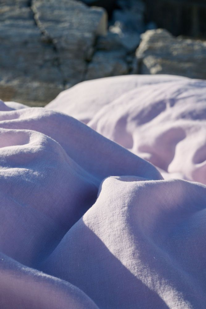 Linge de lit - LINUS — housse de couette et taie d'oreiller en 100% lin — lavande - LAVIE HOME