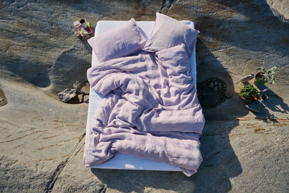 Linge de lit - LINUS — housse de couette et taie d'oreiller en 100% lin — lavande - LAVIE HOME