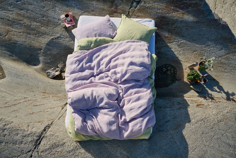 Linge de lit - LINUS — housse de couette et taie d'oreiller en 100% lin — lavande - LAVIE HOME