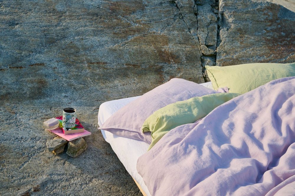 Linge de lit - LINUS — housse de couette et taie d'oreiller en 100% lin — lavande - LAVIE HOME
