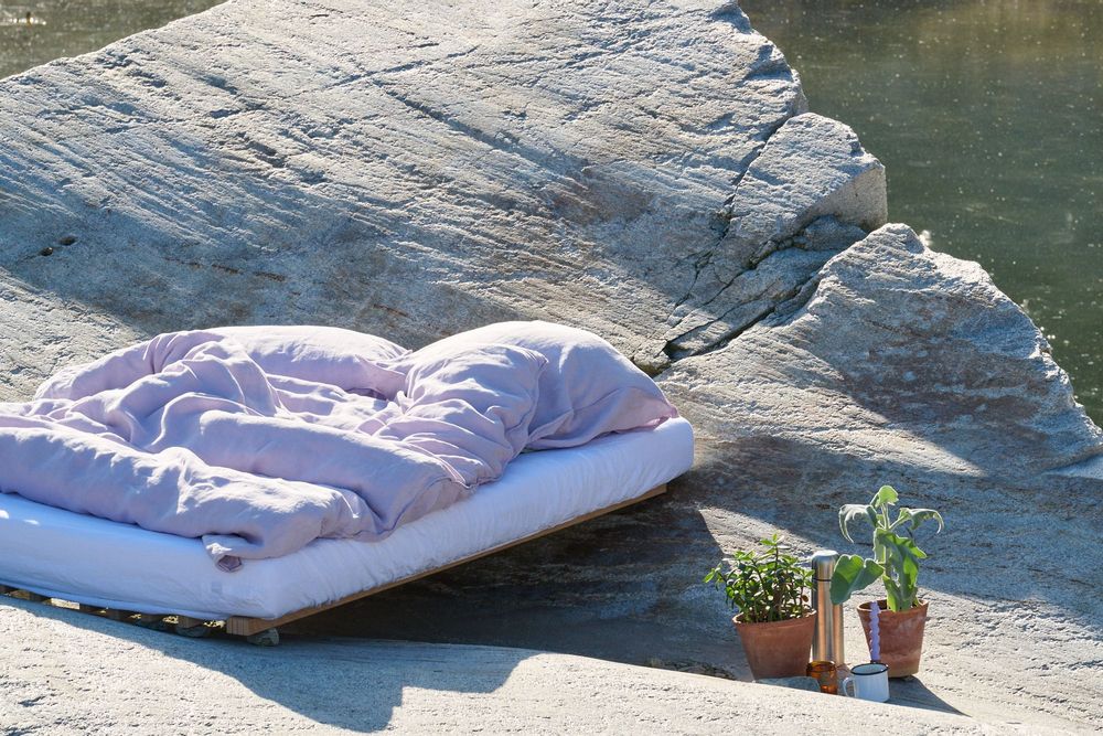 Linge de lit - LINUS — housse de couette et taie d'oreiller en 100% lin — lavande - LAVIE HOME