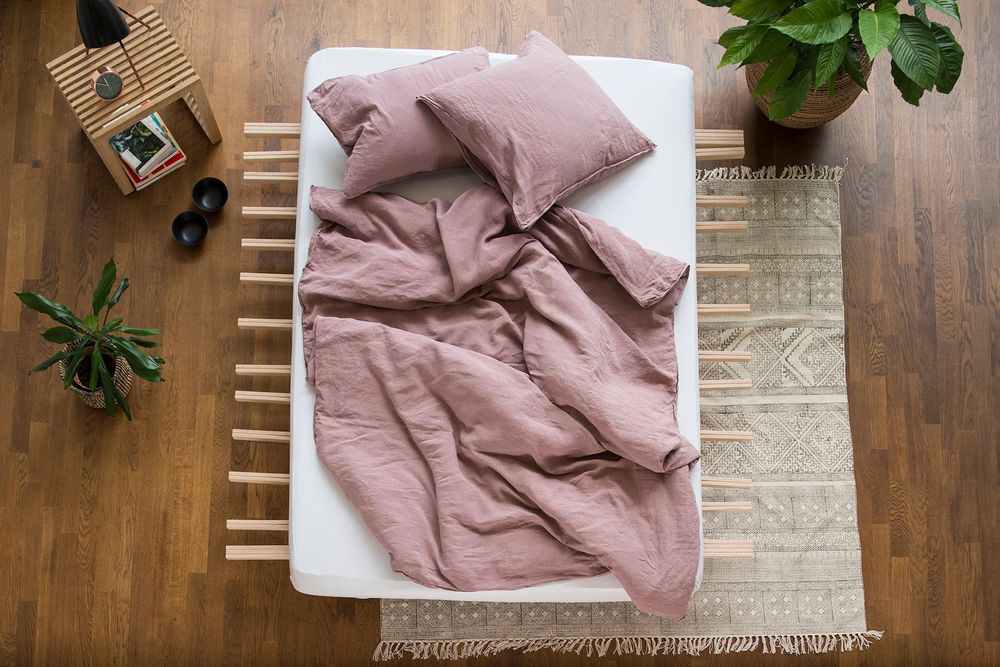 Linge de lit - LINUS — housse de couette et taie d'oreiller en 100% lin — rose cendré - LAVIE HOME