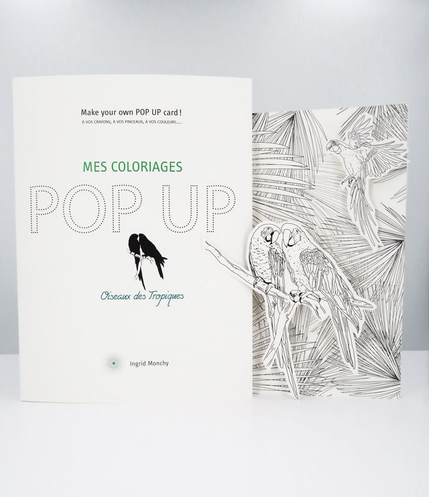 Customizable objects - Customizable POPUP cards - DIY - Tropical Birds - COLORIAGES POPUP